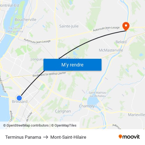 Terminus Panama to Mont-Saint-Hilaire map