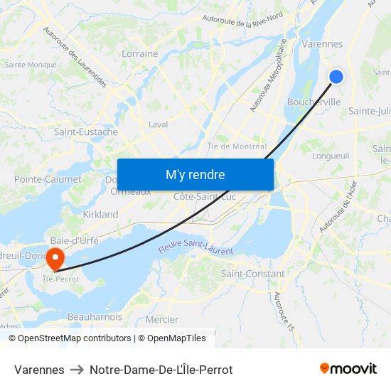 Varennes to Notre-Dame-De-L'Île-Perrot map