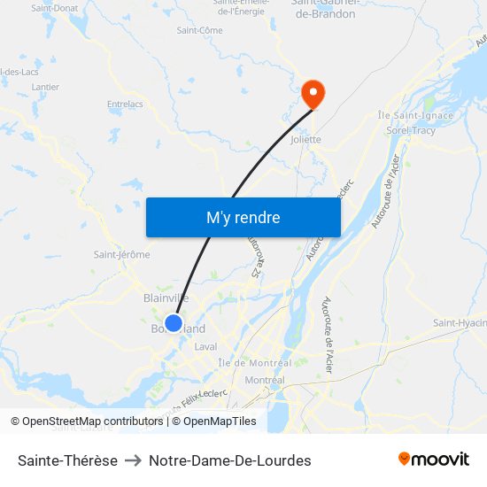 Sainte-Thérèse to Notre-Dame-De-Lourdes map