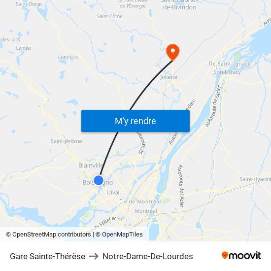 Gare Sainte-Thérèse to Notre-Dame-De-Lourdes map