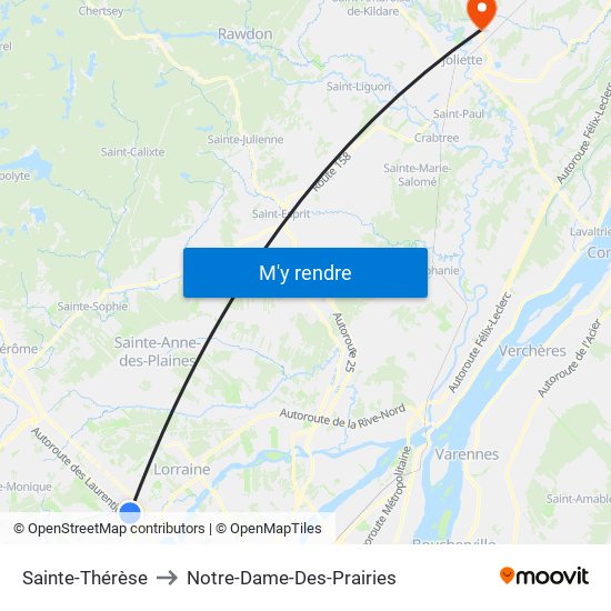 Sainte-Thérèse to Notre-Dame-Des-Prairies map