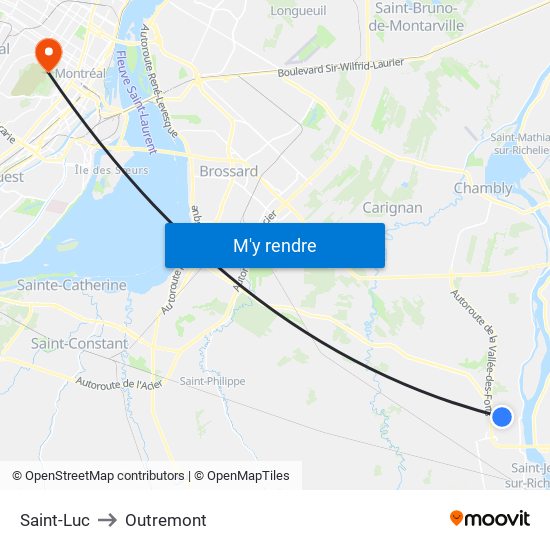 Saint-Luc to Outremont map