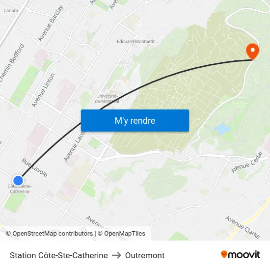 Station Côte-Ste-Catherine to Outremont map