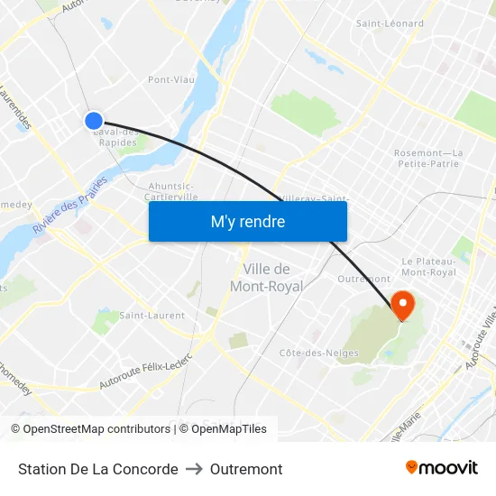 Station De La Concorde to Outremont map