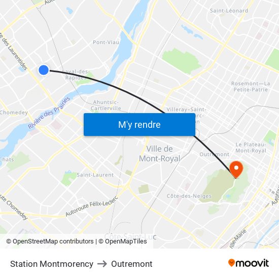 Station Montmorency to Outremont map