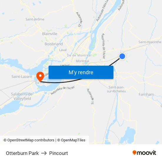 Otterburn Park to Pincourt map