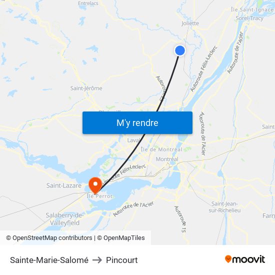 Sainte-Marie-Salomé to Pincourt map