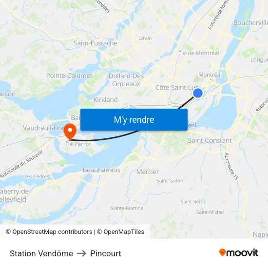 Station Vendôme to Pincourt map