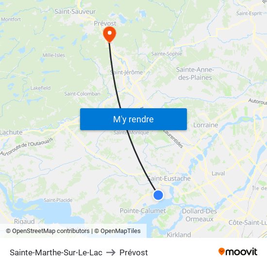 Sainte-Marthe-Sur-Le-Lac to Prévost map