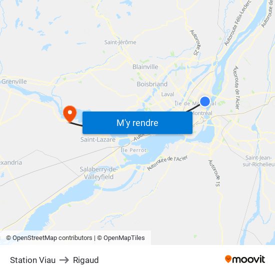 Station Viau to Rigaud map