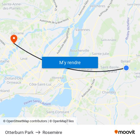 Otterburn Park to Rosemère map