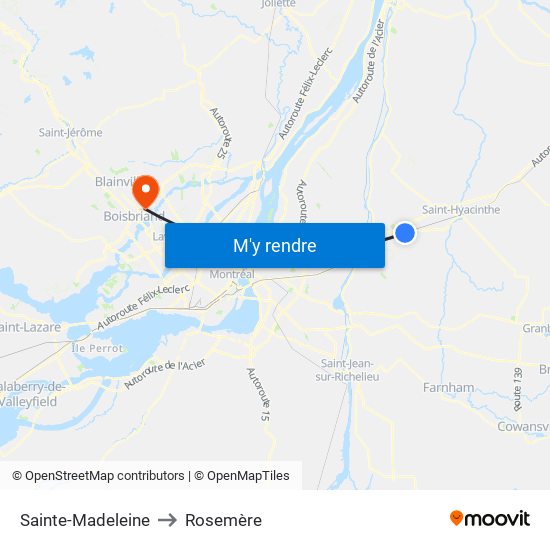 Sainte-Madeleine to Rosemère map