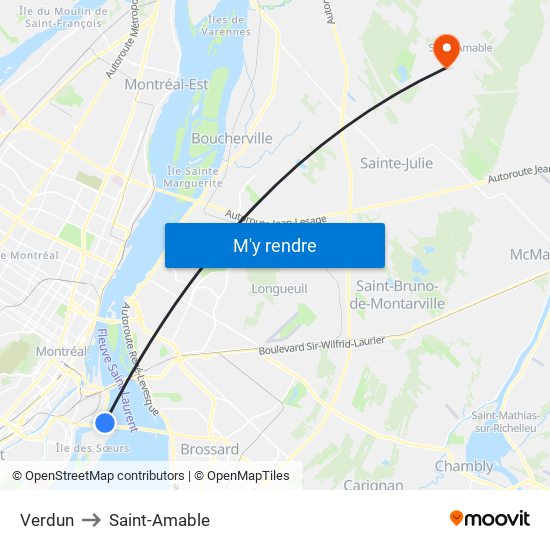 Verdun to Saint-Amable map