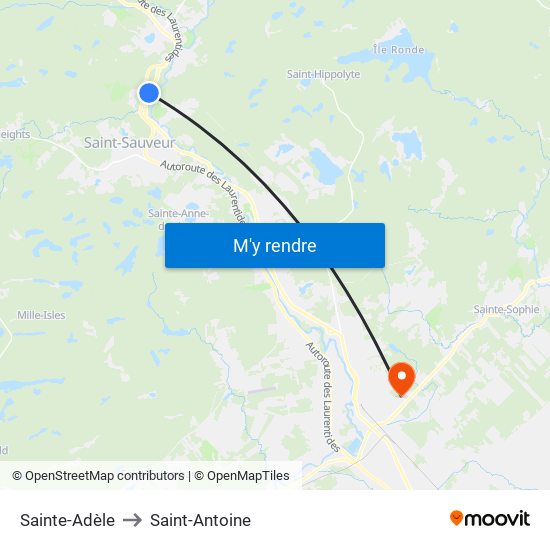 Sainte-Adèle to Saint-Antoine map