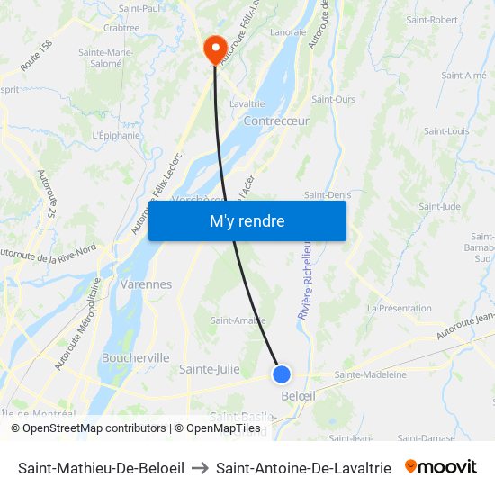 Saint-Mathieu-De-Beloeil to Saint-Antoine-De-Lavaltrie map