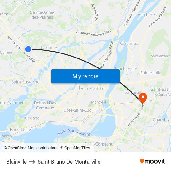 Blainville to Saint-Bruno-De-Montarville map