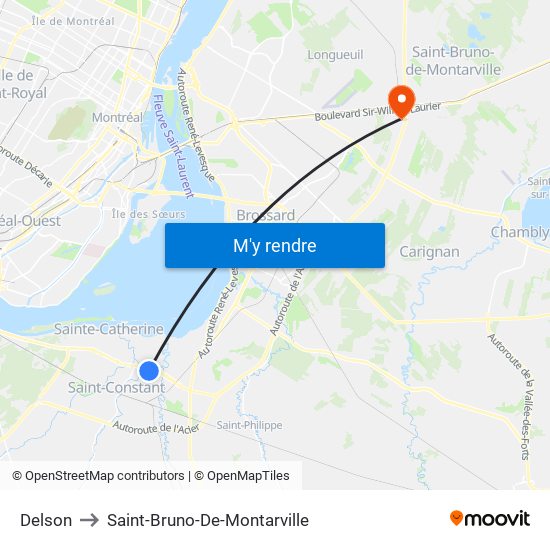 Delson to Saint-Bruno-De-Montarville map