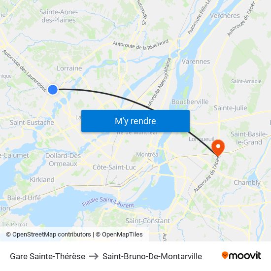 Gare Sainte-Thérèse to Saint-Bruno-De-Montarville map