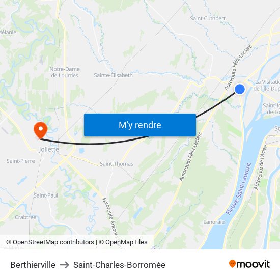 Berthierville to Saint-Charles-Borromée map