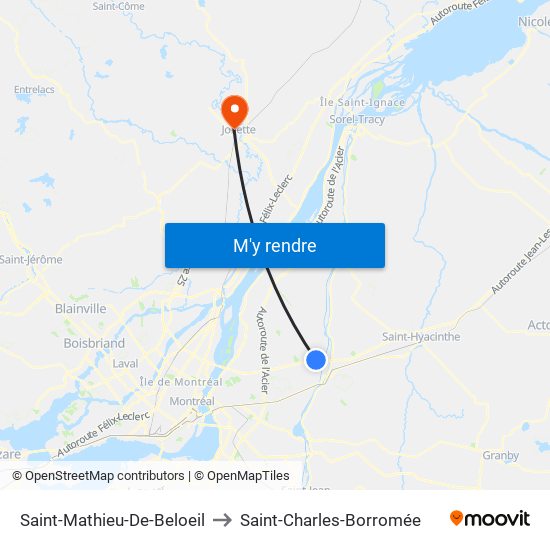 Saint-Mathieu-De-Beloeil to Saint-Charles-Borromée map