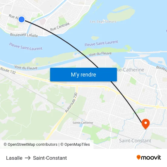 Lasalle to Saint-Constant map