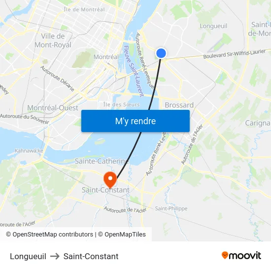 Longueuil to Saint-Constant map