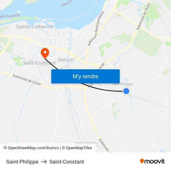 Saint-Philippe to Saint-Constant map