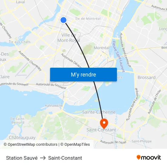 Station Sauvé to Saint-Constant map