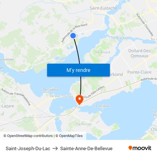 Saint-Joseph-Du-Lac to Sainte-Anne-De-Bellevue map