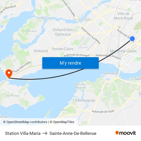 Station Villa-Maria to Sainte-Anne-De-Bellevue map