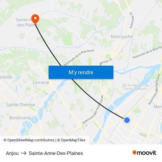 Anjou to Sainte-Anne-Des-Plaines map