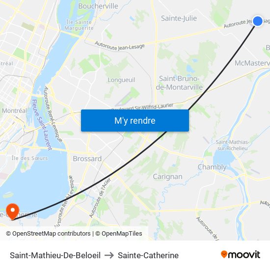 Saint-Mathieu-De-Beloeil to Sainte-Catherine map