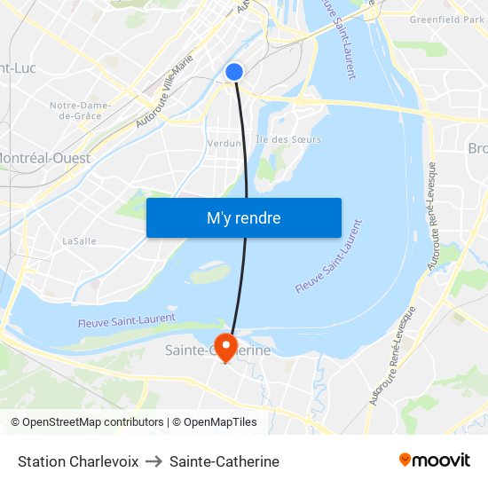 Station Charlevoix to Sainte-Catherine map