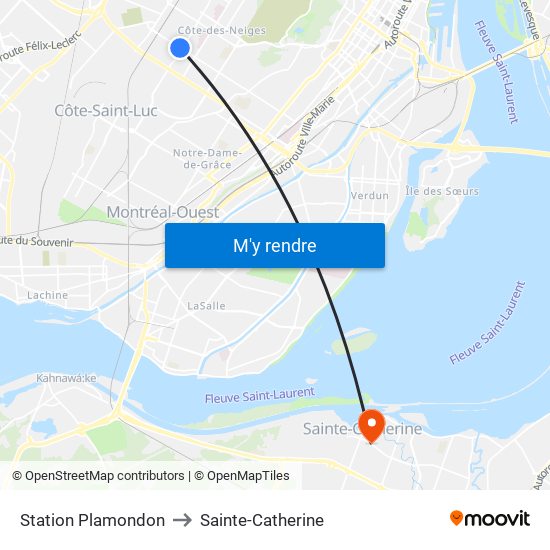 Station Plamondon to Sainte-Catherine map