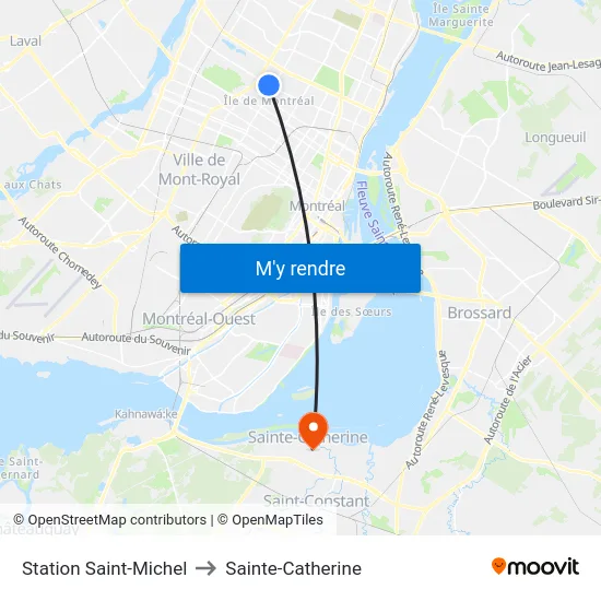 Station Saint-Michel to Sainte-Catherine map