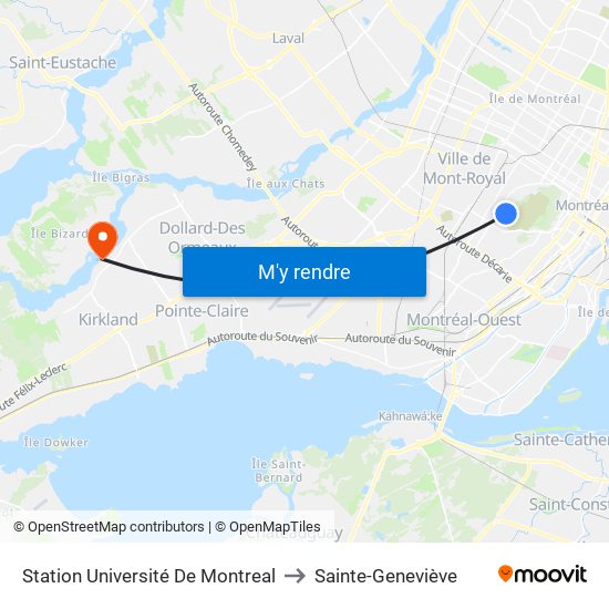 Station Université De Montreal to Sainte-Geneviève map