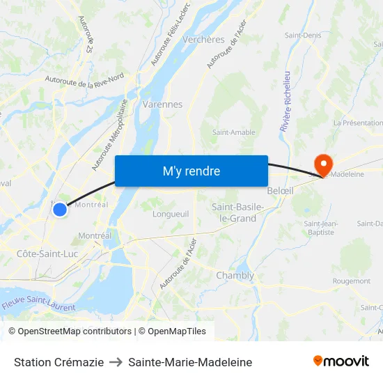 Station Crémazie to Sainte-Marie-Madeleine map