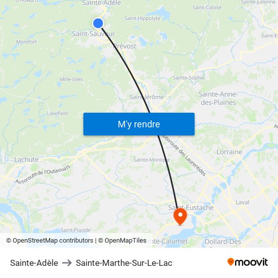Sainte-Adèle to Sainte-Marthe-Sur-Le-Lac map