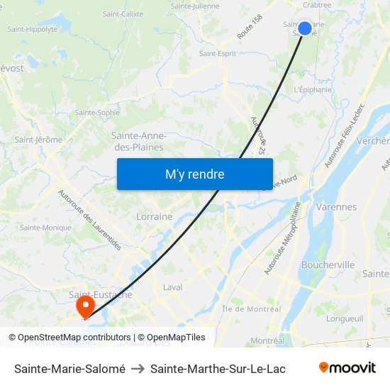 Sainte-Marie-Salomé to Sainte-Marthe-Sur-Le-Lac map