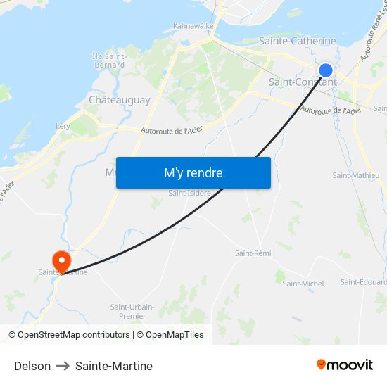 Delson to Sainte-Martine map