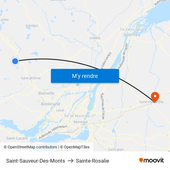 Saint-Sauveur-Des-Monts to Sainte-Rosalie map