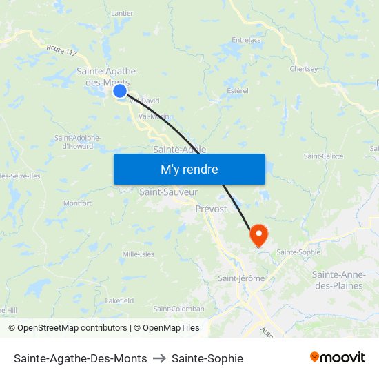 Sainte-Agathe-Des-Monts to Sainte-Sophie map