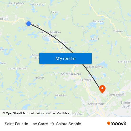 Saint-Faustin--Lac-Carré to Sainte-Sophie map