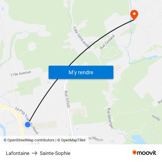 Lafontaine to Sainte-Sophie map