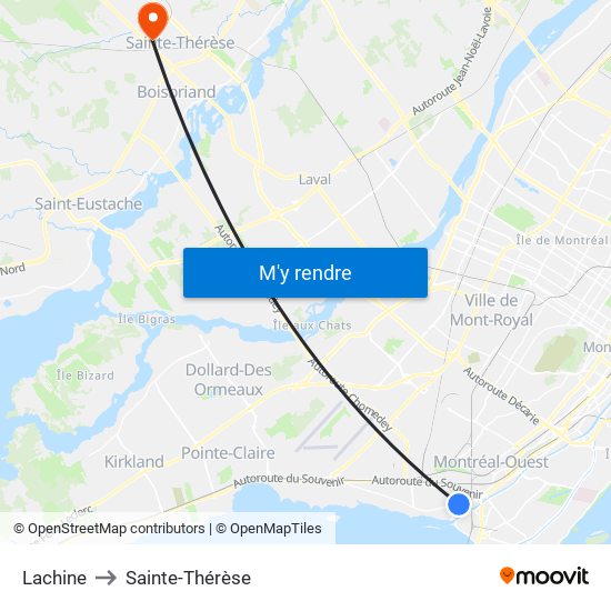 Lachine to Sainte-Thérèse map