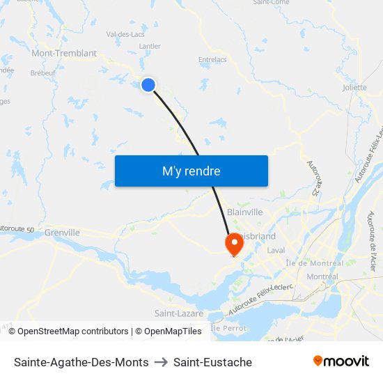 Sainte-Agathe-Des-Monts to Saint-Eustache map