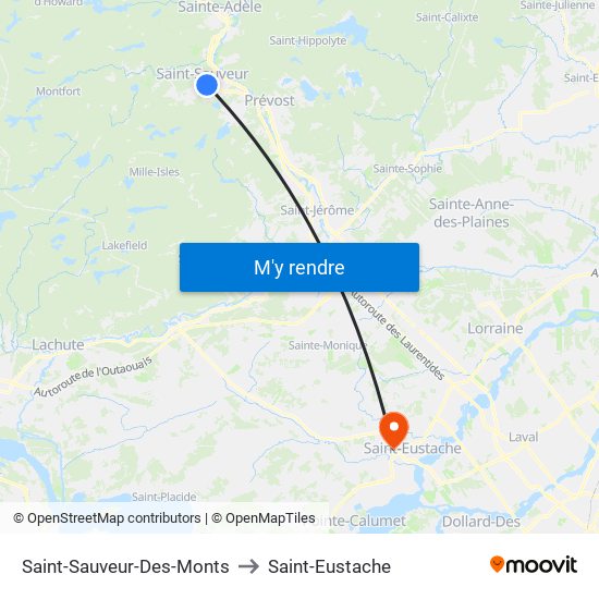 Saint-Sauveur-Des-Monts to Saint-Eustache map