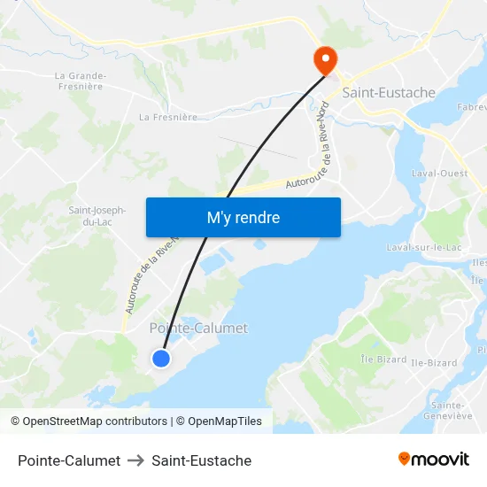 Pointe-Calumet to Saint-Eustache map