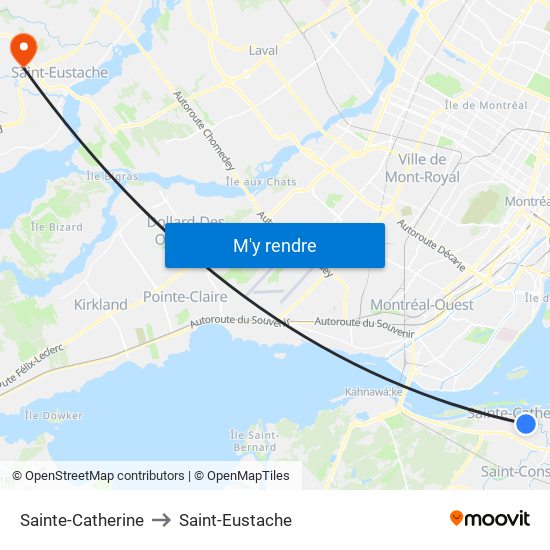 Sainte-Catherine to Saint-Eustache map