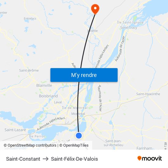 Saint-Constant to Saint-Félix-De-Valois map